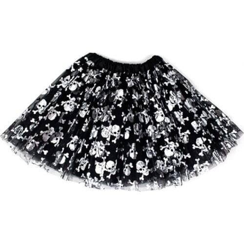 Silver skull skirt Girls Costume Skirt Tutu Cosplay Carnival Party Halloween Costume Carnival Birthday Party children skirt