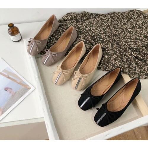 2020 spring autumn fashion wild retro comfortable non-slip bow design ladies flat shoes rest pure color leisure Round Toe W38-30