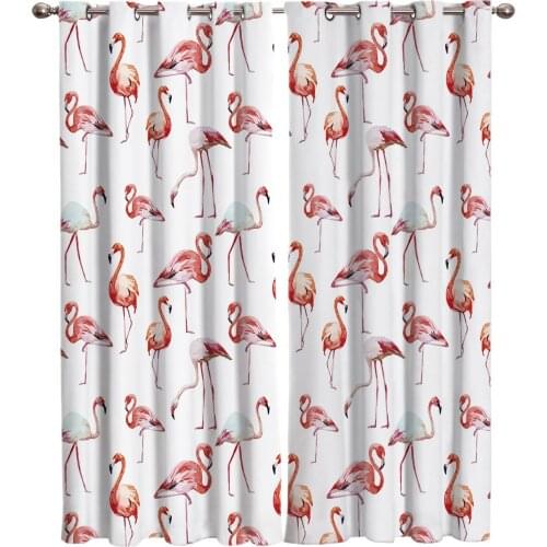 Animal Flamingo Doodle Window Curtain Bedroom Fabric Decor Curtain Panel Curtains for Living Room