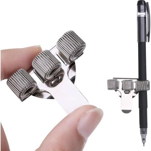 1Pc Single/Double/Triple Hole Metal Spring Pen Holder With Pocket Clip Doctors Nurse Uniform Pen Holders Office Supplies