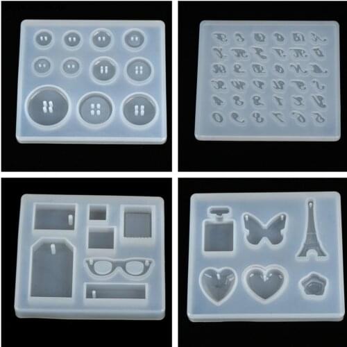 1PC Epoxy Pendant Craft Tool Handmade DIY Silicone Mold Resin Buttons Heart Letter Pendant Jewelry Making Mould 8*9cm