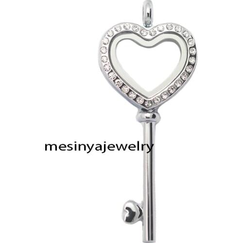 10PCS New arrive High polished magnetic floating 24.8mm locket ,AQUA KEY TO MY HEART lockets for floating charms