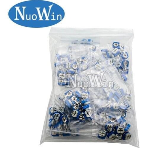 130pcs Trimming Potentiometer RM-063 vertical adjustment 100ohm-1Mohm RM063 Variable Resistors Assorted Kit 13Type*10pcs=130pcs