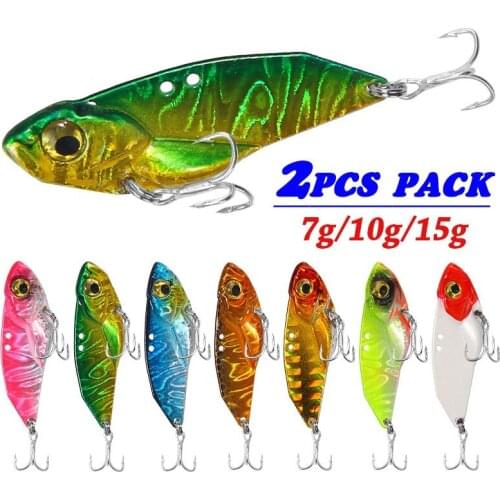 2PCS 7g/10g/15g VIB Iron Plate Fish Fishing Lures Bass Crank Bait Artificial Hard Bait Freshwater Lures Sinking Fishing Tackle