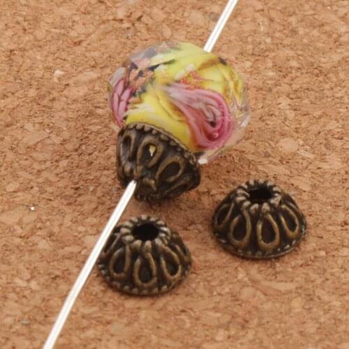 200pcs Filigree Cone End Caps Bead Cap Antique Bronze Jewelry Findings Components L1013