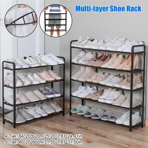 4/5 Tiers Steel Pipe Detachable Dustproof Shoe Rack Storage Organizer Shoes Space-Saving Stand Cabinet Shelf 20 Pairs