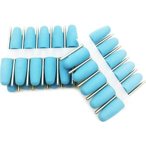 50pcs Rubber Silicon Nail Drill Bit Cutter for Manicure Pedicure Electric Milling Cutter Dental Silicon Rubber Burs Blue