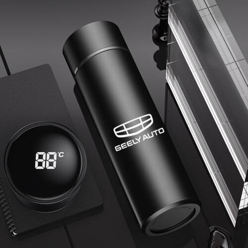 500ML Stainless Steel Thermos Bottle Cup Temperature Display Vacuum Flasks For GEELY CK emgrand ec7 gt gc9 GL GS Car Accessories