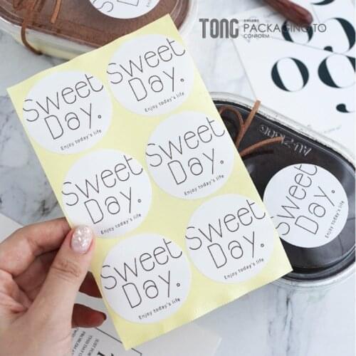 60pcs/lot Thanks Enjoy Sweet Sticker Labels White Paper Scrapbooks Stickers Custom Label Sealing For Box Gift Cup