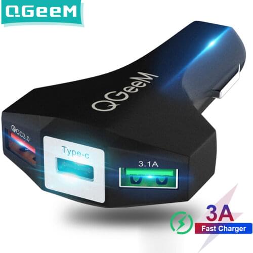 QGEEM QC 3.0 USB C Car Charger Quick Charge 3.0 Auto Fast Charger Adapter Hammer 3 USB-C Portable Car Charger for iPhone Xiaomi