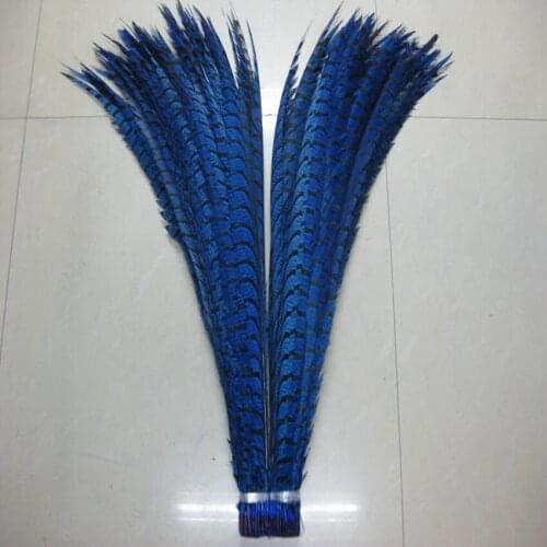 EMS Free Shipping 80-90cm 30-35 inch 50pcs Royal Blue Dyed lady Amherst pheasant Feather Natural Pheasant tail feather