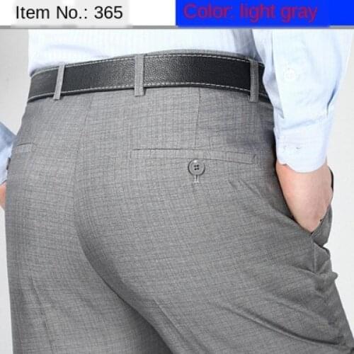 Man Black Trouser Gray Big Size 40 42 44 Double Pleated Men Suit Pants High Waist Straight Loose Office Formal