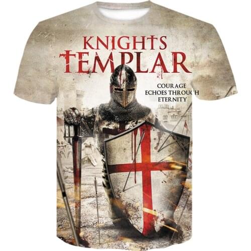 Hot Knight Templar 3D printing T Shirt Mens Fashion tshirt Casual loose Short Sleeve T-Shirt Knight Templar Street Wear t-shirt