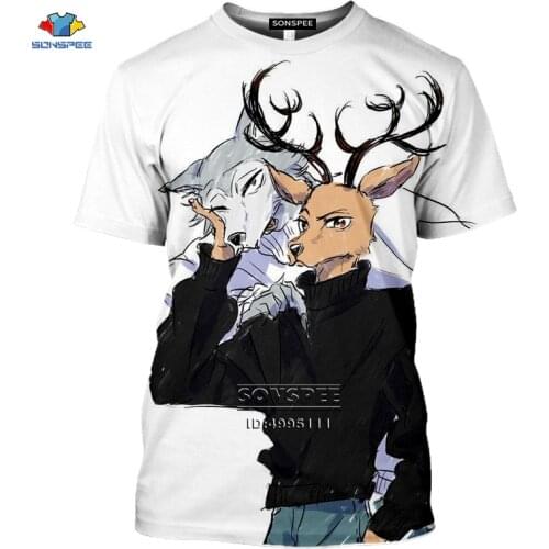 SONSPEE Anime BEASTARS Mens T-shirt 3D Print legoshi Haru Louis T shirt Women Summer Short Sleeve Casual Harajuku Fitness Tops