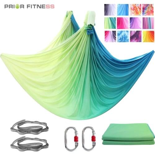 Yoga Hammock 20Yard/18.3M Nylon Aerial Yoga Swing Hammock Kit Improved Yoga Inversions Flexibility Core Strength Ombre Dyeing