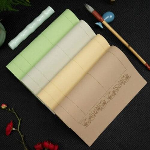 Brush Pen Papel Arroz 4- Chinese Characters Special Mounting Calligraphy Paper Batik Xuan 10pcs Handmade Half Ripe Rice Paper