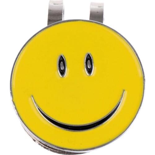 1Pcs Sturdy Smile Face Magnetic Alloy Hat Clip Golf Ball Mark Fit for Golf Cap Visor Outdoor Golf Accessories Golf Marker