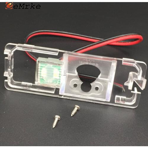 EEMRKE Car Reverse Camera Bracket License Plate Lights Housing Mount with LED for Skoda Superb B6 Sedan / Liftback / Roomster 5J
