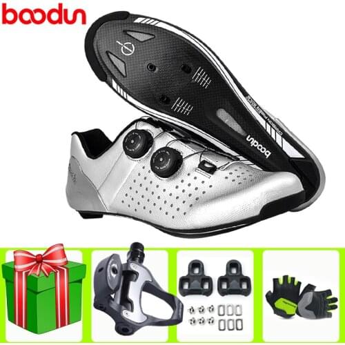 BOODUN Carbon Fiber Road Cycling Shoes Men Racing Bike Ultralight Self-locking Bicycle Sneakers Breathable Professional Shoes
