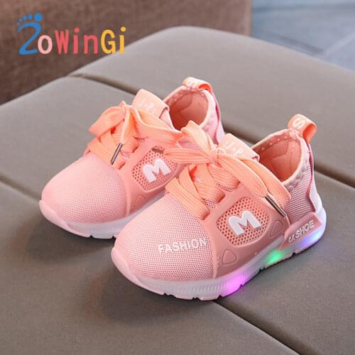 Size 21-30 Sneakers Luminous Kids Kid Shoes Children Boys Air Mesh Breathable Sneakers basket anfant fille Kids Glowing Sneakers