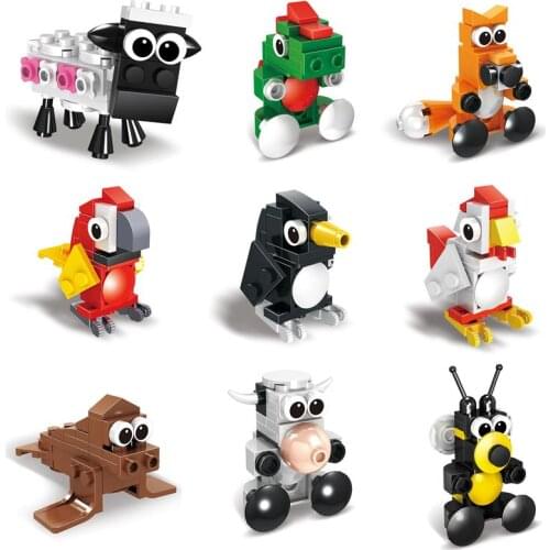ENLIGHTEN Jungle Ideas Transformation Animal Zoo Funny Family Sheep Bear Fenguin Frog Building Blocks Sets Kits Bricks Kids Toys