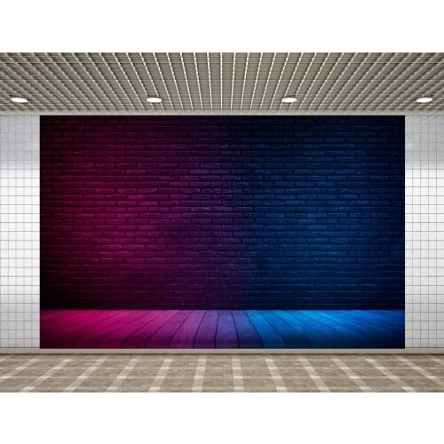 Lyavshi Red and blue lighting effects on brick wall background party decoration Photo Vinyl Studio Props Photography Backdrops
