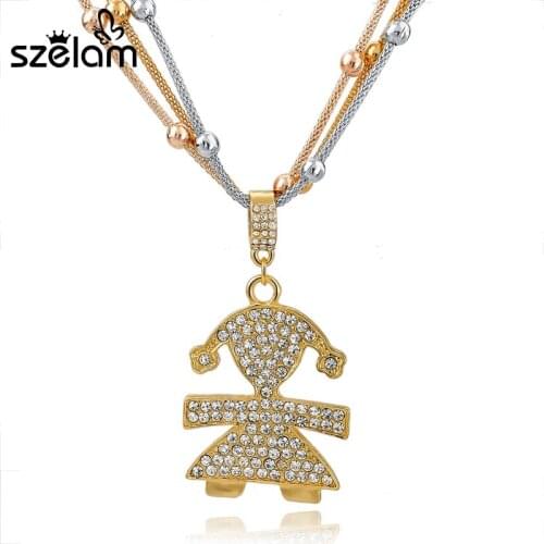 Fahion Long Statement Multi Layer Necklaces Gold For Women Vintage Girls Crystal Necklaces & Pendants Silver Jewelry SNE150789