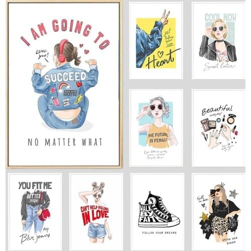 Fashion Teen Girl Wall Art Poster Lively Modern Canvas Painting Cartoon Nordic Pictures Decorative Living Room Bedroom Decor