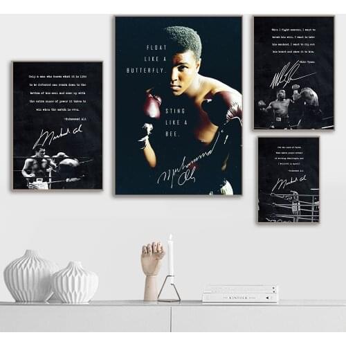 Muhammad Ali Boxing Star Sports Poster Abstract Canvas Painting Art Inspire Quote Print for Boys Bedroom Home Decor Wall Picture