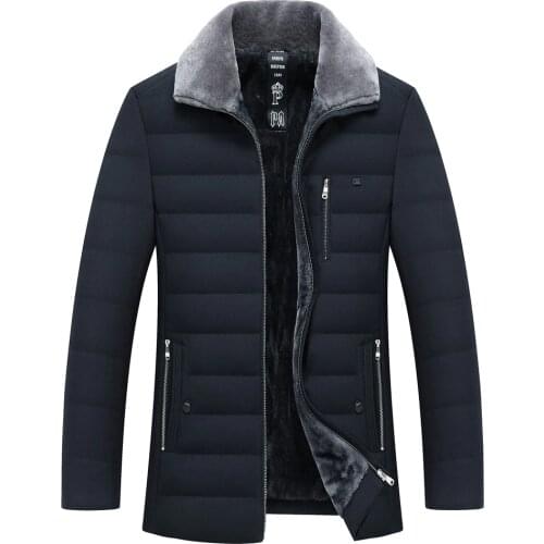 New Mens Winter Jackets Thick Turn-down Collar Parka Men Coats Casual Warm Fleece Cotton Jacket Male With Fur Collar Jacket Men