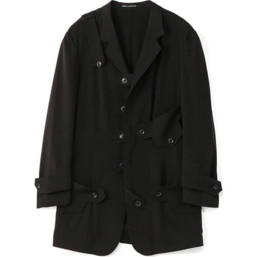 Mens silk casual military uniform thin jacket suit