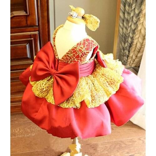 New Arrival 100% Real Picture Infant Girls Dresses Puffy Skirt Knee Length Flower Girl Dress Baby Birthday Party Gown Photogragh