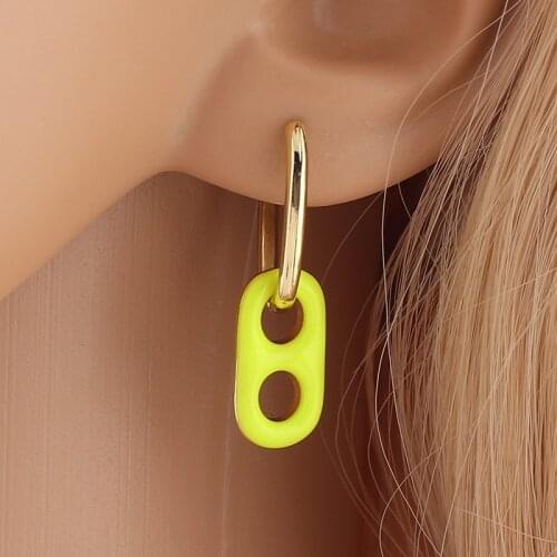 2021 New Arrived Fashion Jewelry Gold Color Pastel Enamel Charm Dangle Earring For Women Multicolor Jewelry