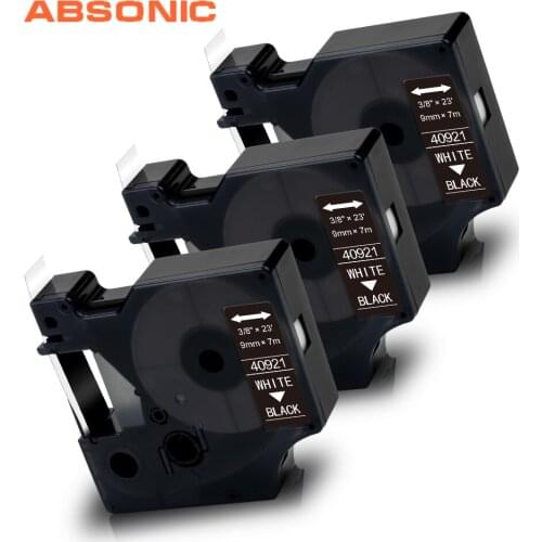 Absonic 9mm*7m 40921 White on Black for Dymo D1 Lableing Tape Printer Rubbon for Dymo Manager 160 210D 280 360D 420P Typewriter