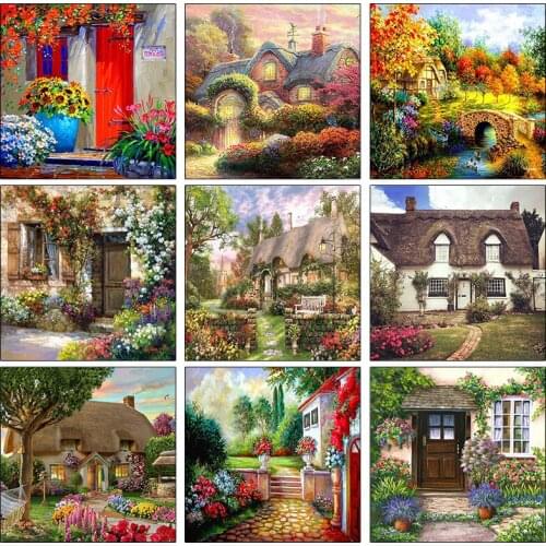 ARMYQZ Full Square/Round 5d Diamond Painting House Mosaic Landscape DIY Diamond Embroidery Cross Stitch Door Wall Art