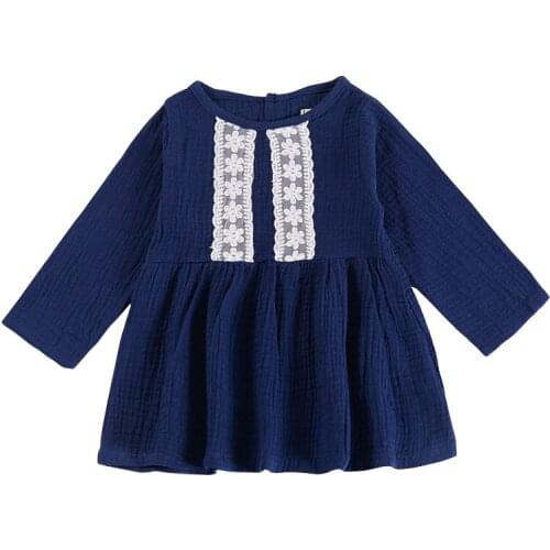 0-3T Casual Autumn Baby Girl Dress Lace Long Sleeve Dresses For Girls Baby Princess Infant Clothing Vestido Cotton Baby Clothes