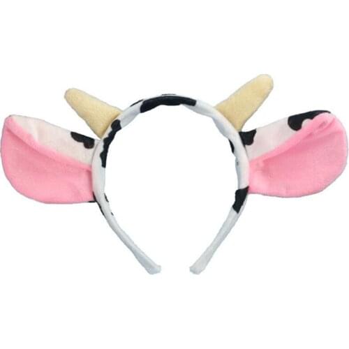 Child Adult Cow Milk Horn Ear Headband Animal Cosplay Costume Hair Band Birthday Party Props Gift baby shower Halloween Xmas