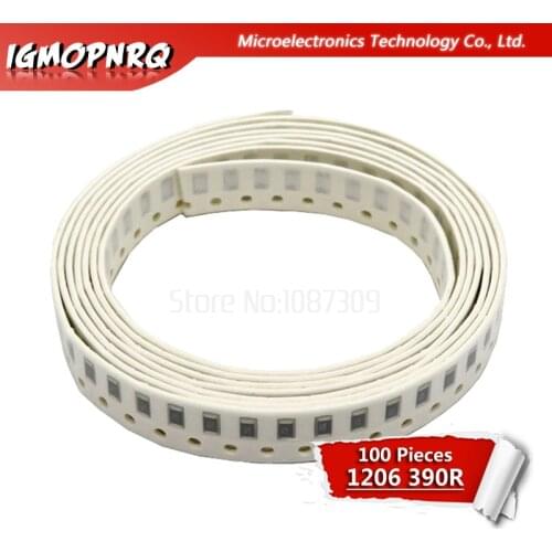 100PCS 1206 SMD Resistor 5% 390 ohm chip resistor 0.25W 1/4W 390R 391