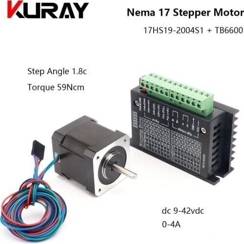 Kuray Nema 17 Stepper Motor + TB6600 Driver 48mm 59Ncm 4.0A 0-42VDC For 3D Printer And CNC Engraving Machine