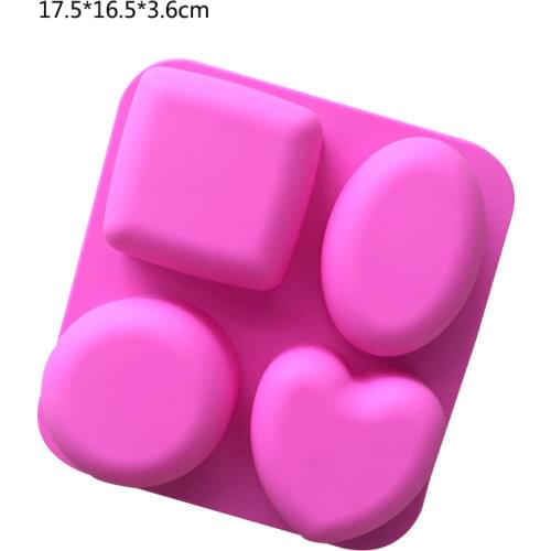 Four Round Heart Square Oval Silicone Soap Molds Cake Decorating Tools Chocolate Gum Paste Fondant Muffin Baking Soap Molds 1PCS