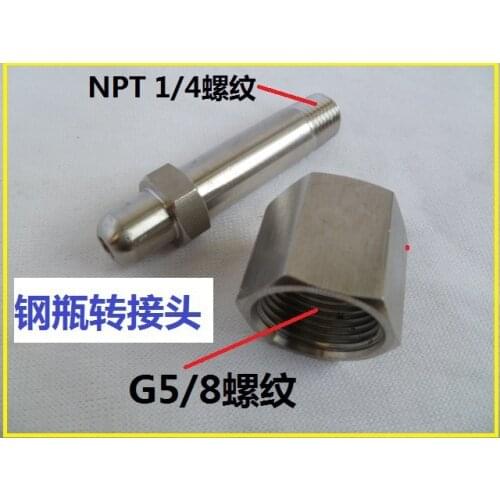 Vidric Stainless steel joint cylinder adapter G5/8 to NPT1/4 oxygen nitrogen argon helium hydrogen