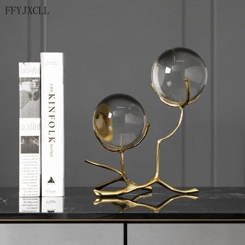 Modern light luxury crystal ball brass decoration living room desktop decoration bedroom wine cabinet creative photo trinkets