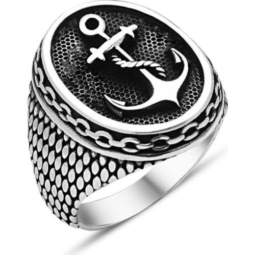 Anchor Anchor Sailor Sterling Sports Stylish Silver Mens Ring