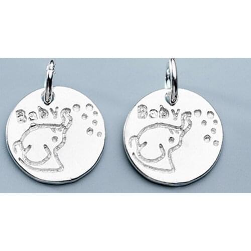 925 Sterling Silver Handcraft Baby Elephant Round Charms 11mm S925 Silver Girls Disc Dangle Pendants DIY Jewelry Make Findings