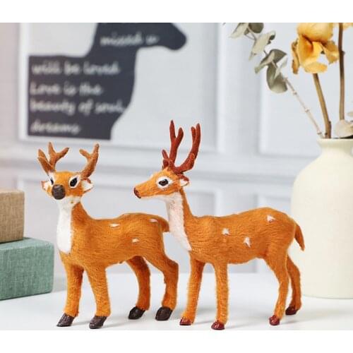 1PC Creative Christmas Standing Reindeer Elk Deer Figurine Toy Desktop Ornaments for Christmas Home Cafe Office Decor