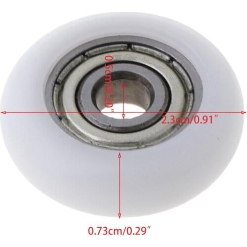 10 Pcs 5x23x7.3mm Nylon Plastic Carbon Steel Bearings Pulley Wheels Embedded Groove