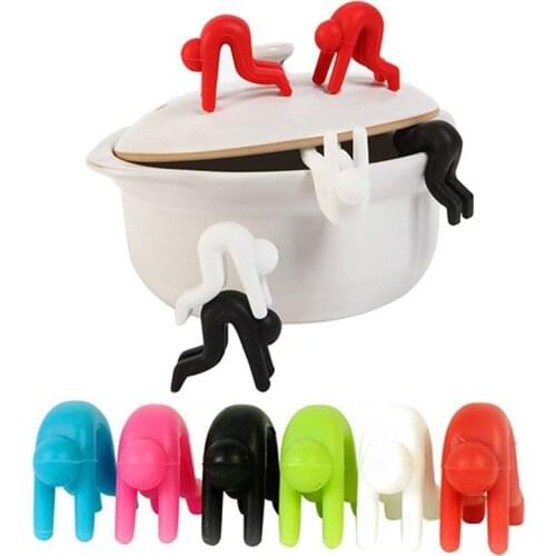 2PCS Creative Pot Cover Kitchen Accessories Household Frying Pan Cookware Overflow Device Silicone Lid Insert Chopsticks Holder