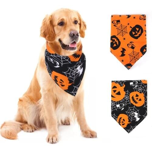 2021 new pet Halloween dress up saliva towel dog collar cat skull triangle scarf jewelry