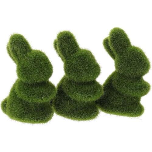 3pcs Rabbit Easter Simulation Animal Toy Rabbit Doll Model Home Party Linter Moss Bunny Living Room Desktop Ornaments