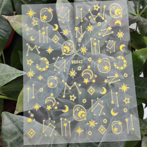 3D Stickers for Nails Golden Star Moon Geometry Line Design Nails Art Decoration Manicure Stickers Sliders Nail Foil Accessories